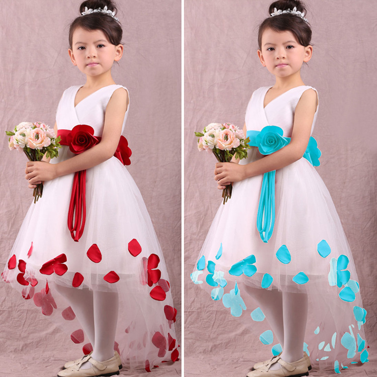 F68016-1 V-neck  flower girl dress